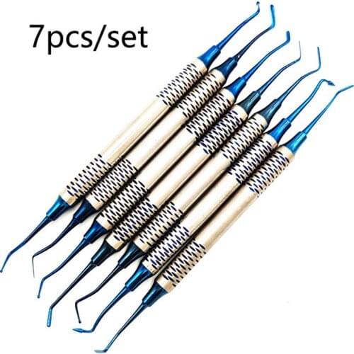 6pcs Dental Composite Resin Filling Spatula Titanium plated Head Resin Filler Set thick handle Restoration set Dental Instrument