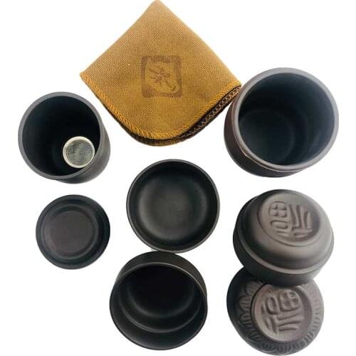 Acecare Chinese Style Tea 6 Pieces Cups Sets In A Portable Travel Tea Bag Convenient Coffee Pot &Cups Set Chinese Tea Gifts