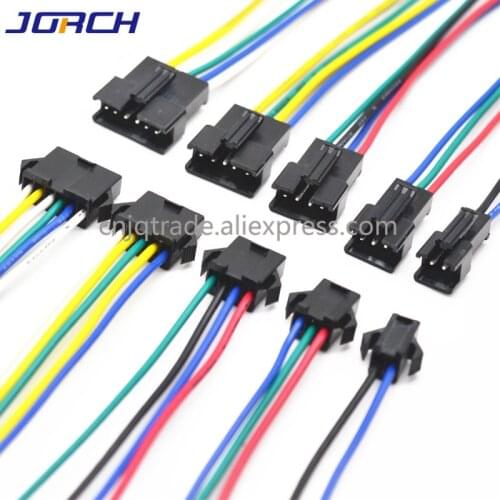 10Sets SM series 2P/3P/4P/5PWay Automotive wiring harness with UL1007 22AWG 15cm Custom processing