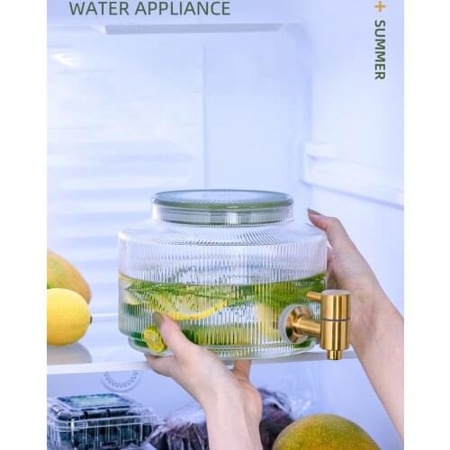 Fridge Lemon Cold Water Appliance Glass Barrel With Tap Ceramic Lid 2.8L Large Capacity Fruit Juice Water Tank Pitcher Teapot
