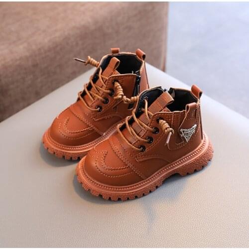 2021 Girls Martin Boots Autumn New Short Boots Boys British Style Low Boots All-match Fashion Shoes Hot Zipper Warm Waterproof
