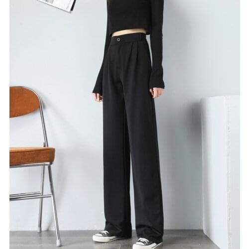 Casual Pants Women Floor Length Large Size 3XL Loose Solid All-match Wide Leg Trousers Womens OL Streetwear Harajuku High Waist