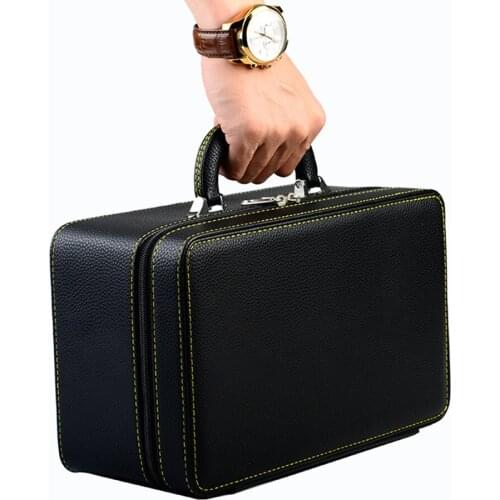 Handle Pu Leather Jewelry Storage Carry Display Box Necklace Rings Case