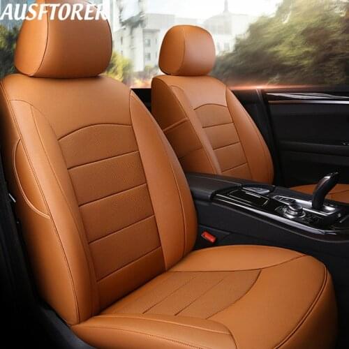 AUSFTORER Genuine Leather Seat Cover for Lexus ES350 ES300 ES250 ES300h ES330 Car Seat Covers Custom Fit Car Cushion Accessories