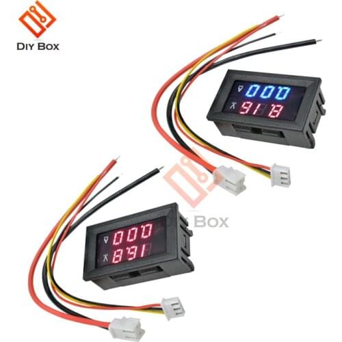 DC 100V 50A Digital Voltmeter Ammeter LED Red Blue Display Voltage Current Meter Tester 0.56" Panel Amp Volt Detector