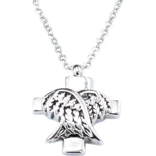 Hot Cross Angel Wings Perfume Bottle Pendant New Style Can Open Animal Cremation Urn Necklace