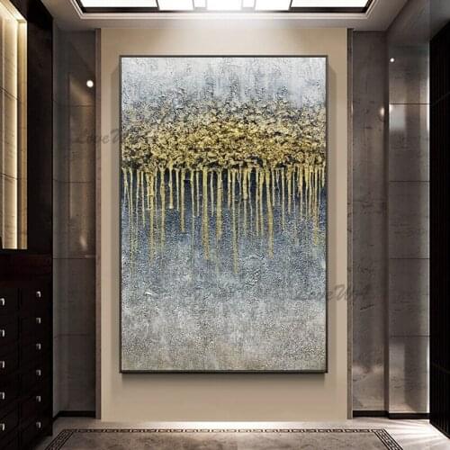 Golde Acrylic Canvas Art Picture 100% Hand Painted Abstract Texture Oil Painting Wall Hangings Picture Art For Hotel Hall