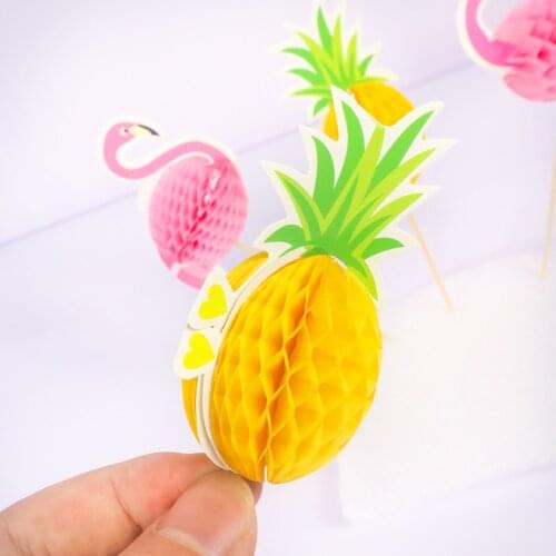 Cocktail Parasols Paper Umbrellas Cake Topper Hawaiian Tropical Birthday Wedding Party Supplies Flamingo Pineapple Drink Decors
