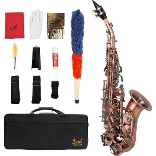 LADE S97 Brass Bb Small Elbow Vintage Style w/ Suitcase Abalone Red Antique