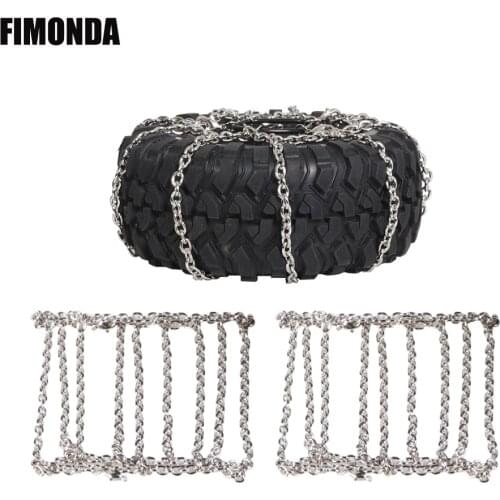 FIMONDA 2pcs Metal Snow Chain Anti-skid Chains for 1/10 RC Crawler Traxxas TRX4 Axial SCX10 90046 RC4WD D90 TF2 Tamiya CC01