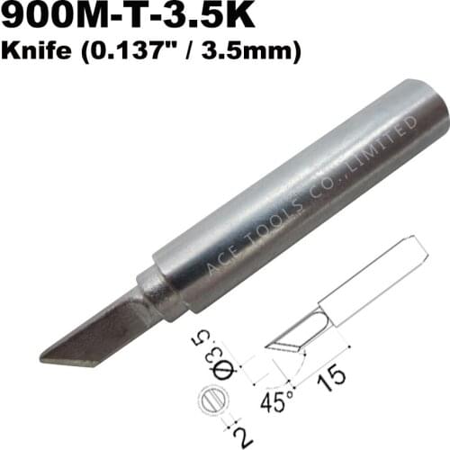Soldering Tip 900M-T-3.5K Knife 3.5mm for Hakko 936 907 Milwaukee M12SI-0 Radio Shack 64-053 Yihua 936 X-Tronics 3020 Iron Bit