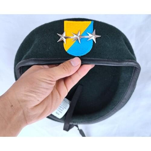 New US Army 8th Special Forces Group Wool Green Beret OFFICER 3 STAR LIEUTENANT GENERAL RANK Military Hat Cap1963~1972
