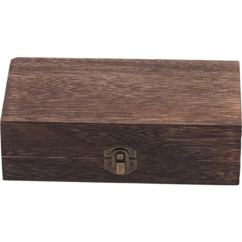 New Home Storage Box Natural Wooden With Lid Golden Lock Postcard Organizer Handmade Craft Jewelry Case Wooden Box