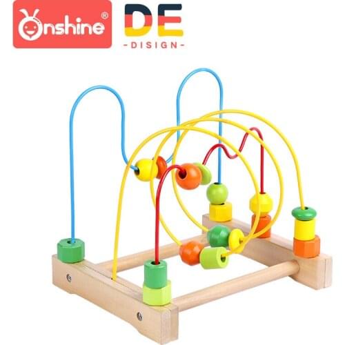 Onshine Children Big Wooden Around Beads threading Puzzle Maze Baby Learning Educational Toy Kids Gift 18m
