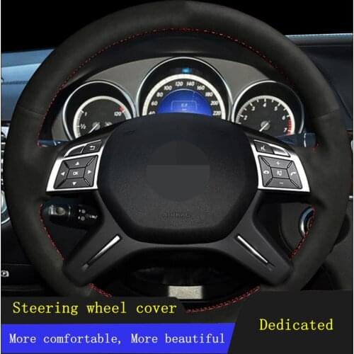 Car Steering Wheel Cover Black DIY Suede For Mercedes Benz E-Class E300 2014 GL-Class GL 350 400 500 550 2013-2015 M-Class ML