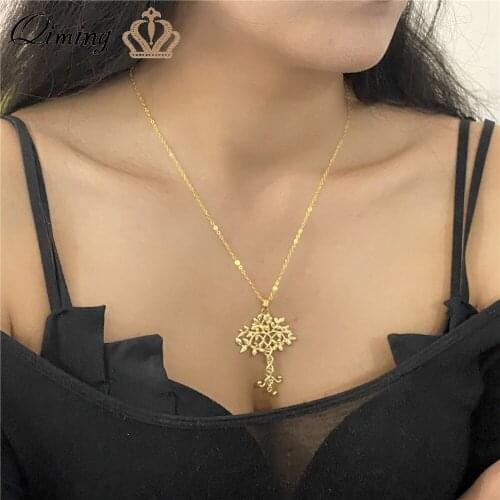 QIMING Ethnic Tree Of Life Necklace for women Branch Leaf vintage Science Jewelry DNA Molecule Pendant Necklace Gift