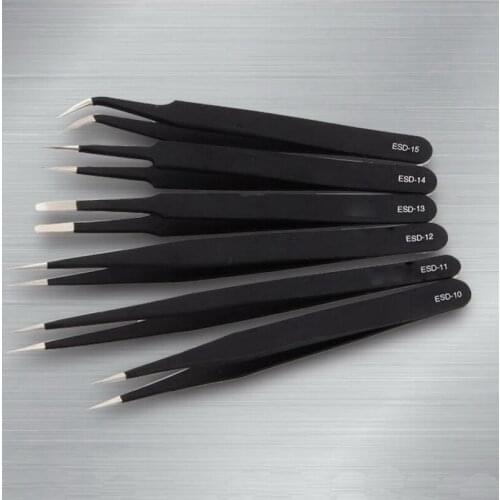 6PCS Anti-Static ESD Tweezers Electronic Rework Tool Set Anti-Magnetic Tweezers DIY Tools Baking Tools for Cakes Decorating Tool