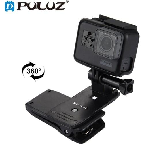 PULUZ 360 Degree Rotating Backpack Hat Rec-mounts Quick Release Clamp Mount for GoPro HERO 9 8 7 6 5 Xiaoyi Action Cameras