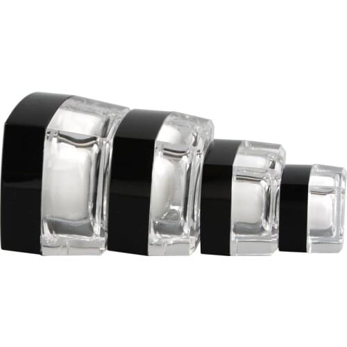 50PCS 50ML/50g 1.67oz Empty Clear Acrylic Cream Lotion Cosmetic Jars Pots Containers With Liners Black Screw Caps Lids