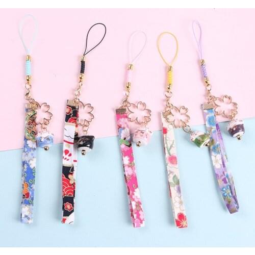 20pcs Lucky Cat Phone Strap Wristband Lanyard for Mobile Phone Accessories Lucky Bell for Airpod Diy Keychain Pendant Girl Gift