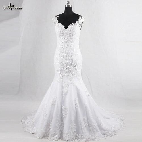 RSW945 Luxury Alibaba Lace Mermaid Wedding Dresses Robe De Mariee Real Photo