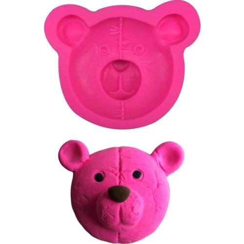 DIY Bears head silicone soap mold chocolate fondant cake decoration tools baking utensils F0407