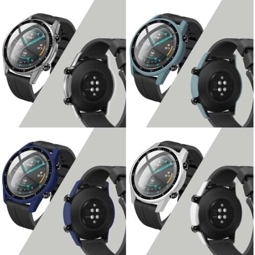 Hard Edge Full Glass Screen Protector Case Shell Frame For Huawei Watch GT 2/GT2 46MM Sport Protective Bumper Cover Accessories