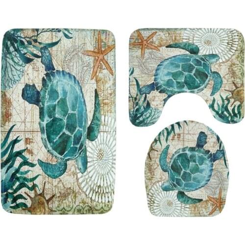 Zeegle Wood Printed 3Pcs Bathroom Carpet Absorbent Mat Bath Toilet Seat Cover Bathroom Rug Non-slip Mat For Bathroom Bath Carpet