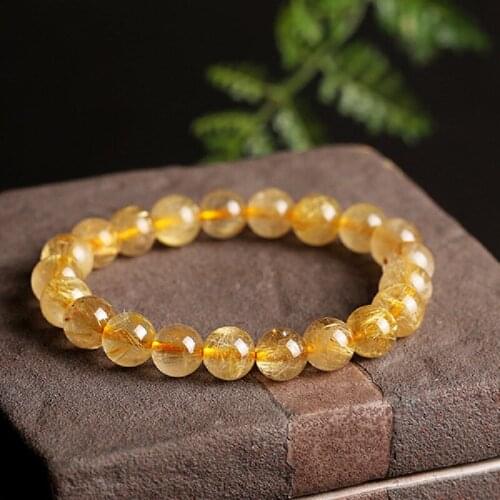 2021 New Natural 9mm Golden Hair Crystal Bracelet Hair Crystal Female Jewelry