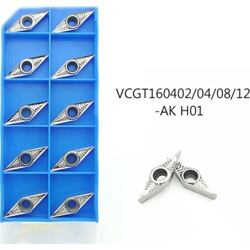 10pcs carbide inserts VCGT160404/160402/160408-AK Aluminum cutter blade Insert Cutting Tool turning tool CNC Tools AL +TIN Alloy