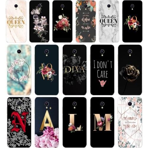 104AA Letter Flowers gift Soft Silicone Tpu Cover phone Case for Meizu M5 M5C M5S M6 M6T M6C M6 Note Case