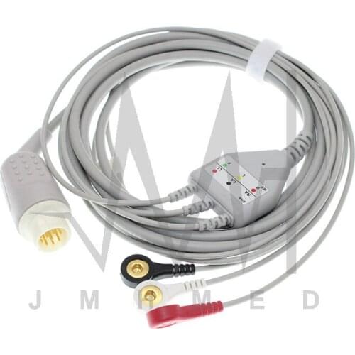 12Pin ECG EKG 3/5 Lead one-piece Cable and Electrode Leadwire for Philips Patient monitor, Snap/Clip/VET Alligator clip