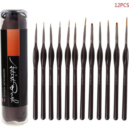12pcs/set Scriptliner Detail Fine Paint Brushes Nylon Hair Watercolor Gouache Paintbrushes for Acrylic Oil Painting Tool