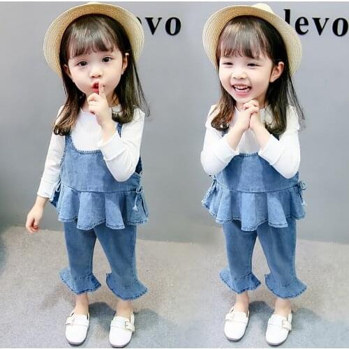 Toddler Girl Infant Baby Girl Clothing Sets 2019 Spring Autumn New Baby Girl Ruffle Shirt+t Shirt+pant 3pcs Suit Girl Denim Sets