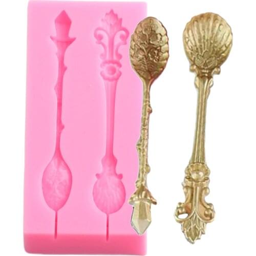 3D Spoon Silicone Mold Polymer Clay Fondant Molds DIY Cake Decorating Tools Kitchen Baking Chocolate Candy Gumpaste Moulds