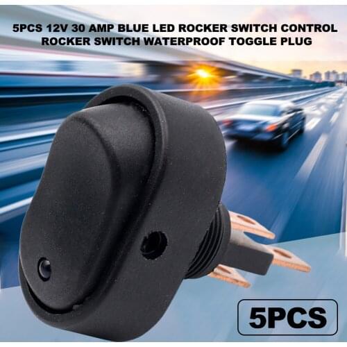 5PCS 12V Car Toggle Switch 30 Amp Blue LED Rocker Switch Control Rocker Switch Waterproof Toggle Plug Retrofit Accessories
