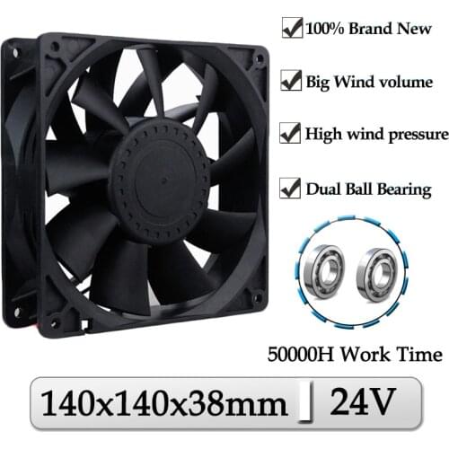 5Pcs Gdstime 24V DC Cooling Fan 140mmx38mm 140mm Ball Brushless Computer Case Cooler 14038B 14cm High Speed Industrial Heatsink