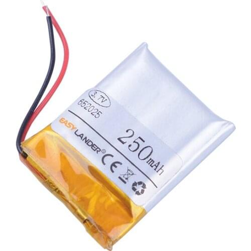 652025 3.7V 250mAh Rechargeable li Polymer Li-ion Battery For mp3 Bluetooth headset speaker DVR small toys smart watch 652025