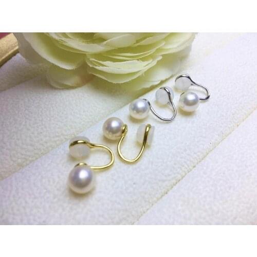 925 Sterling Silver Earrings Clip Findings Settings Base Mountings Parts Mounts for Coral Pearls Agate Crystal Stones Jade