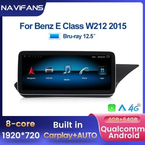 Android 10 Bru-ray 12.5" Auto GPS Navi Stereo For Mercedes-benz W212 2009-2016 WIFI 4+64GB RAM IPS DSP Car Multimedia Carplay