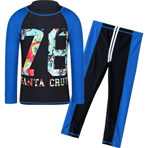 BAOHULU Newest 2 Piece Long Sleeves Hight Quality Children Swimsuit Swimwear for Cool Boys UPF50+ Beach Wear