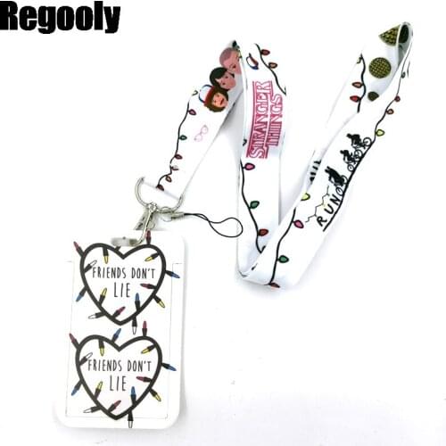 White Stranger things Anime Lanyard Badge Holder ID Card Lanyards Mobile Phone Rope Key Lanyard Neck Straps Keychain Key Ring