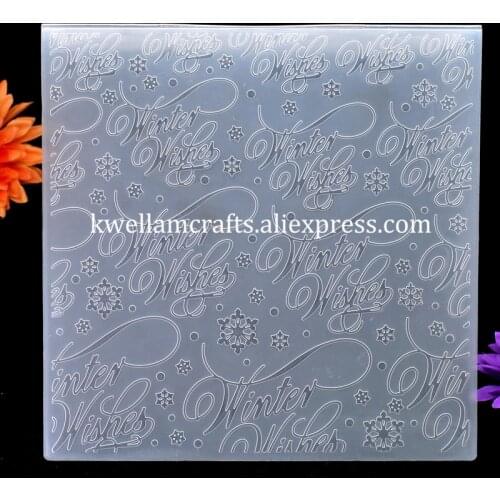 Larger Size Winter Wishes Plastic Embossing Folder For Scrapbook DIY Album Card Tool Plastic Template 21.8x21.8cm KW7102332