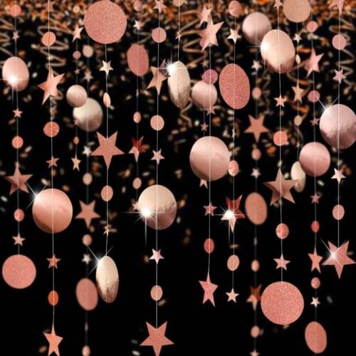 4M Twinkle Star Paper Garland Round Pendant Banner Baby Shower Birthday Party Decoration Wedding Decor Team Bride To Be Supplies