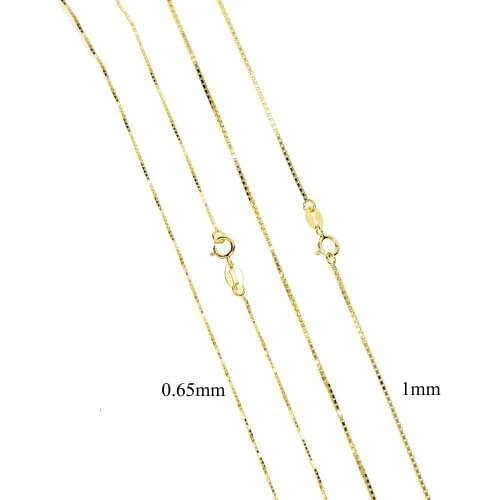 Guaranted 100% 925 sterling silver box chain 40cm for necklace silver gold color 0.65mm-1.0mm size link chain jewelry stamped925