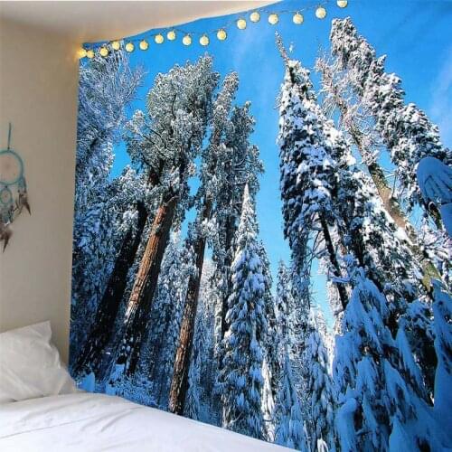 Tapestry Wall Hanging Decor Cedar Snow on Pine Printed Home Decor Hanging Living Printing Wall Tapestry