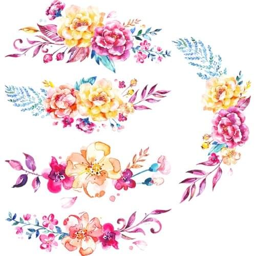 Three Ratels QCF30 Gradient watercolor bouquet luxury palace style gorgeous color room decoration sticker laptop kitchen toilet