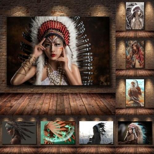Canvas Painting Indian Aboriginal Woman Wall Art Canvas Posters and Prints Print Pictures for Home Living Room Decoration