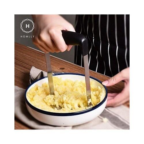 Homlly Stainless Steel Potato Masher with Broad and Ergonomic Horizontal Handle