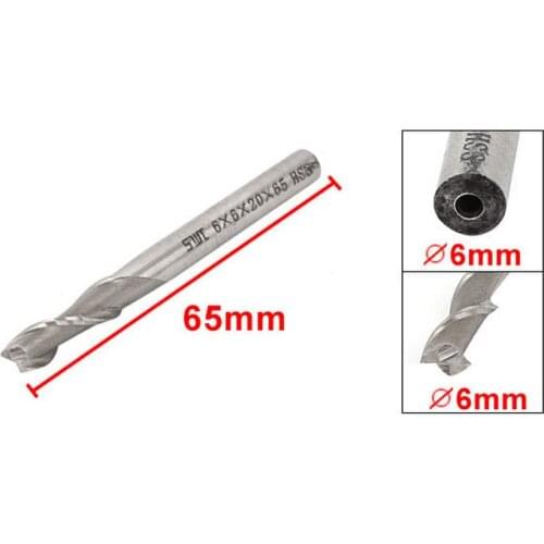 6mmx6mmx20mmx65mm 2 Flutes High Speed Steel Straight Shank End Mill Cutter 10pcs